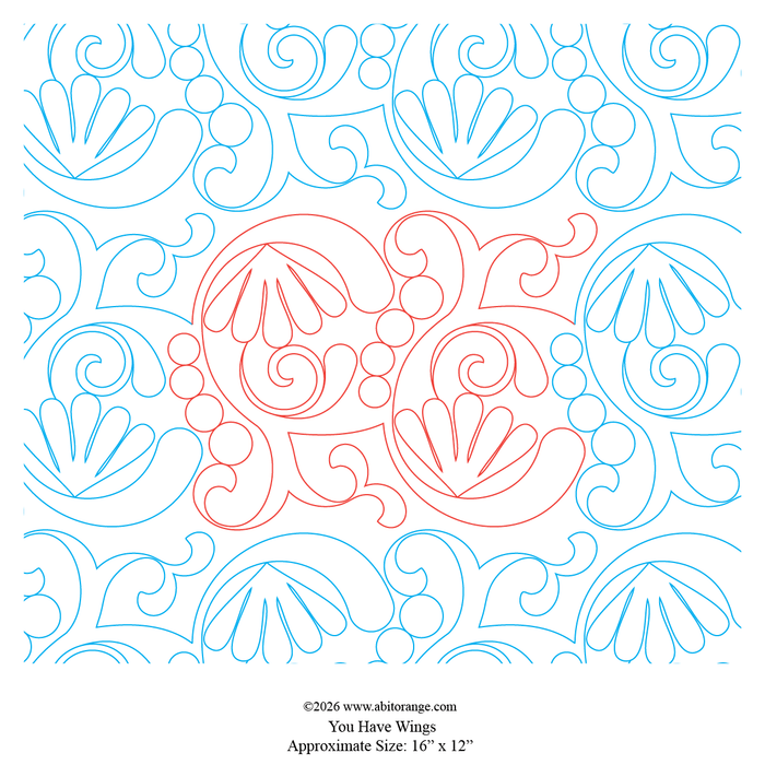 Wings Edge to edge design with swirls pearls clams 