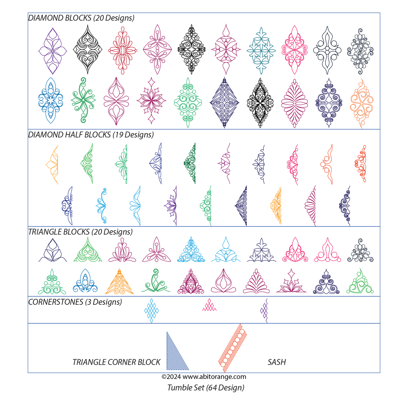 Tumble Quilt Patterns/designs set for Longarm machine quilting — A Bit ...