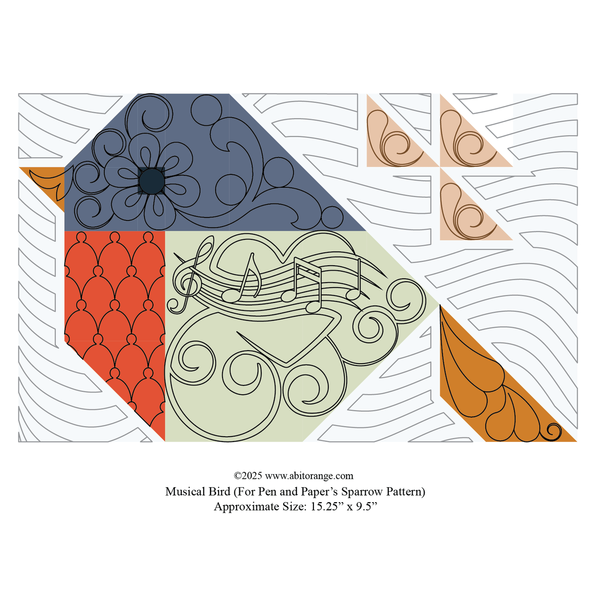 Digital quilting longarm design for Pen and Paper’s Sparrow quilt ...