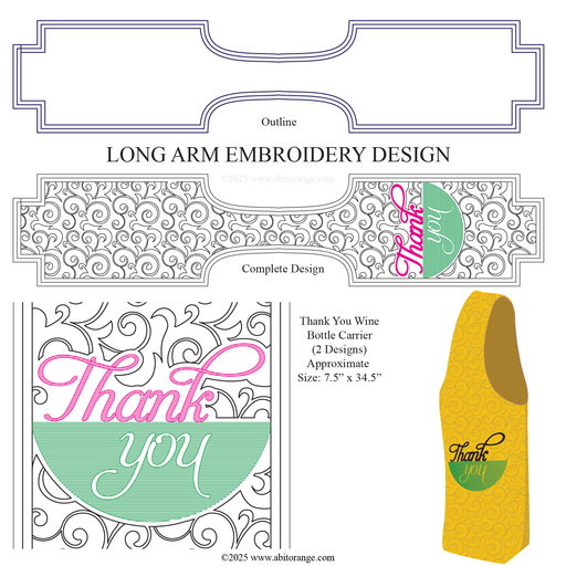 Wine Bottle Carrier (Embroidery Machine Formats)