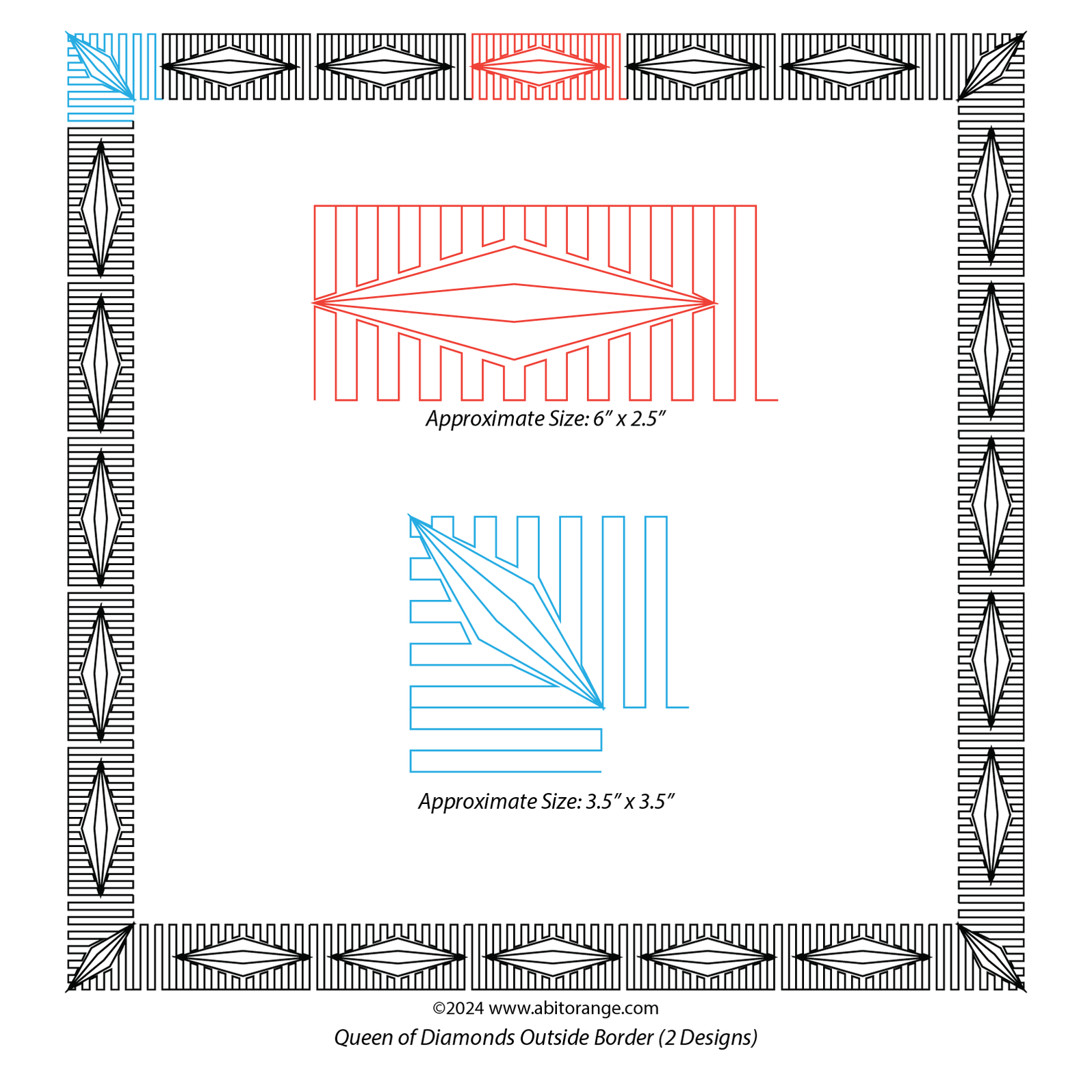 Queen of Diamond Outside Border pattern for longarm machine quilting ...