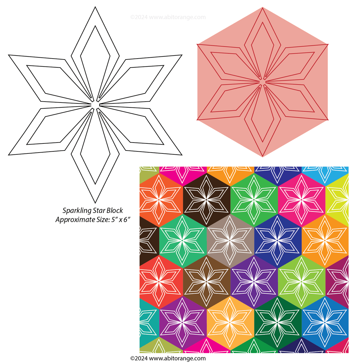 Sparkling Star Block 01 — A Bit Orange