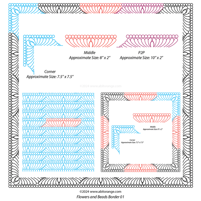 Flower and Beads Border Set 01