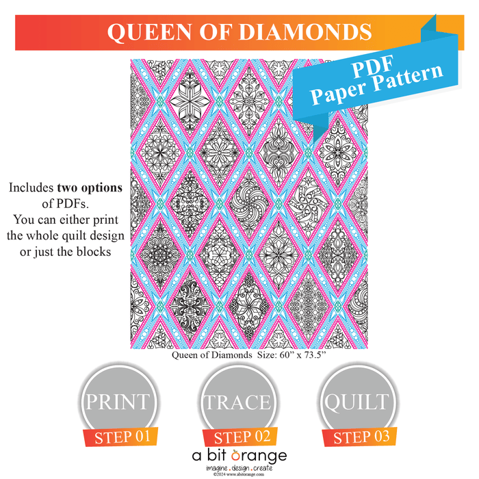 Queen of Diamonds PDF Paper Pattern Version