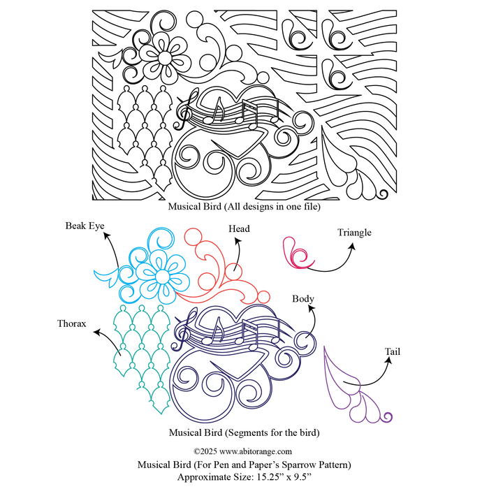 Musical Bird (For Pen and Paper’s Sparrow quilt Pattern)