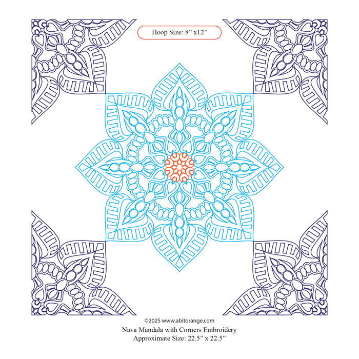 Mandala wholecloth quilting design for embroidery machines