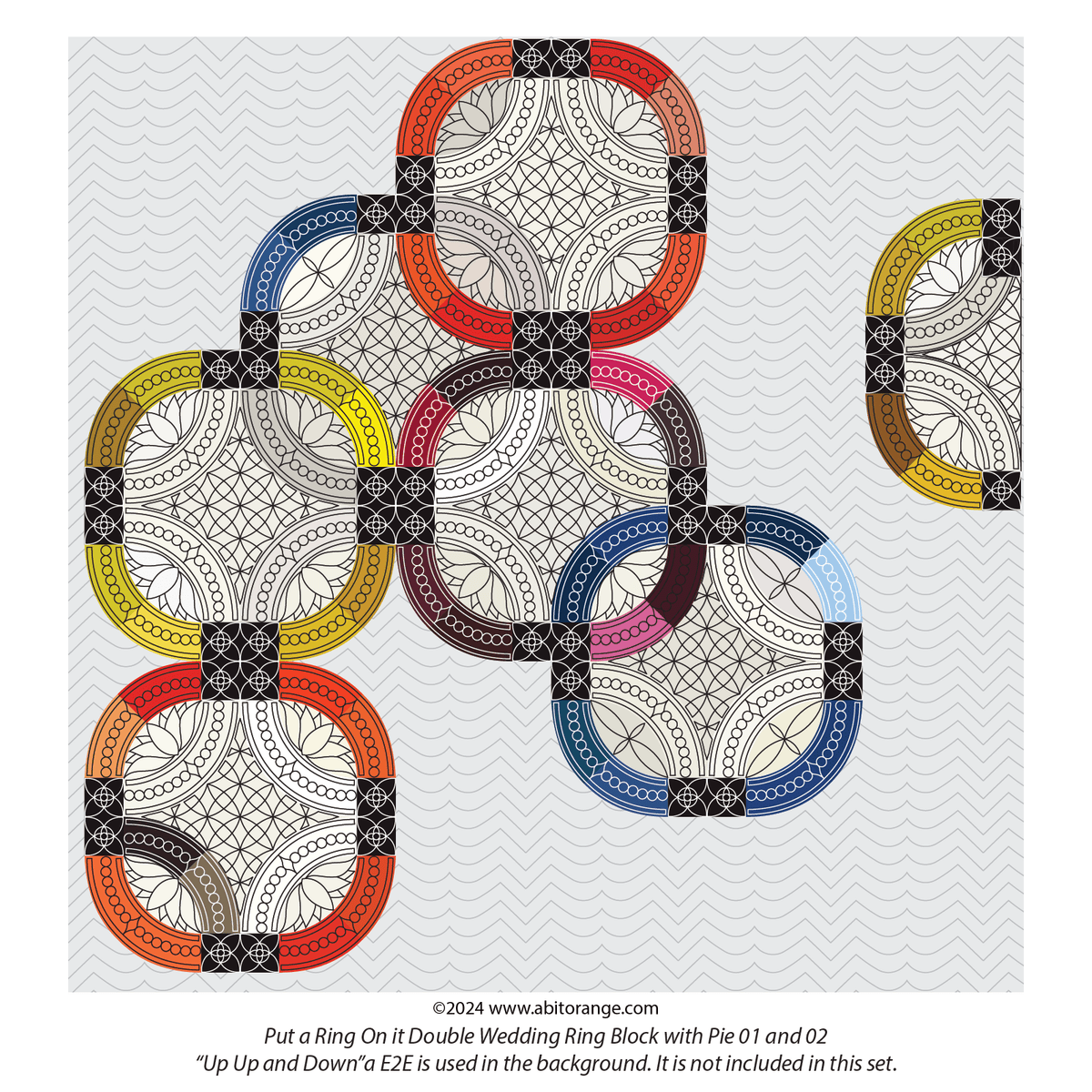 Put A Ring On It Digital quilting pattern/design set for longarm — A Bit  Orange, image size:1200x1200