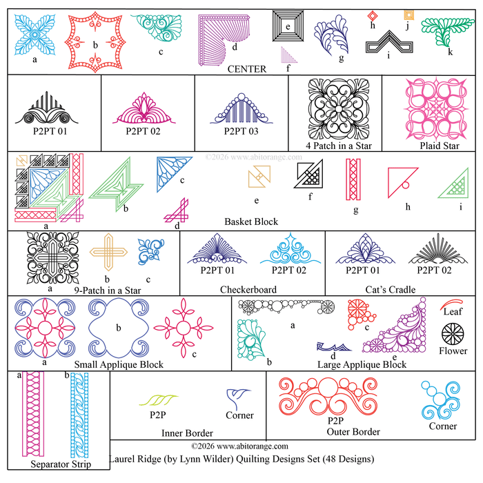 digital quilting designs set for Laurel Ridge quilt