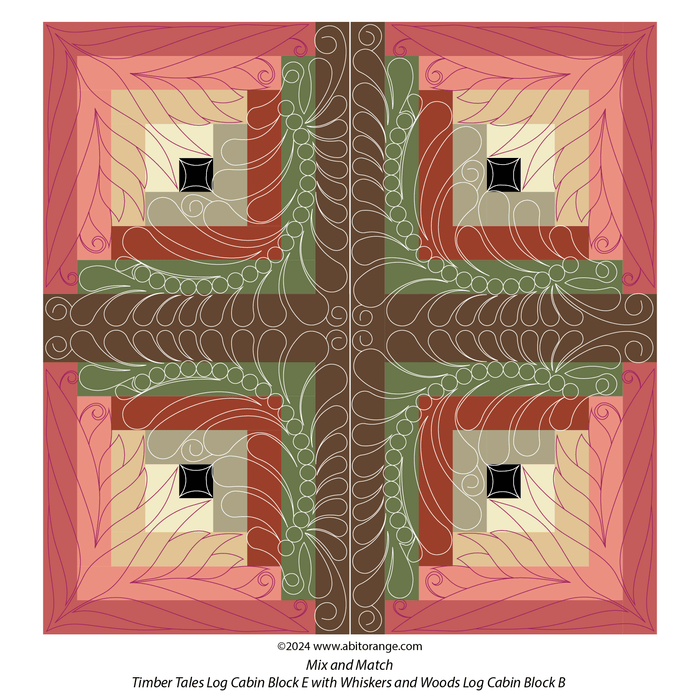 Whiskers & Woods Log Cabin Block B