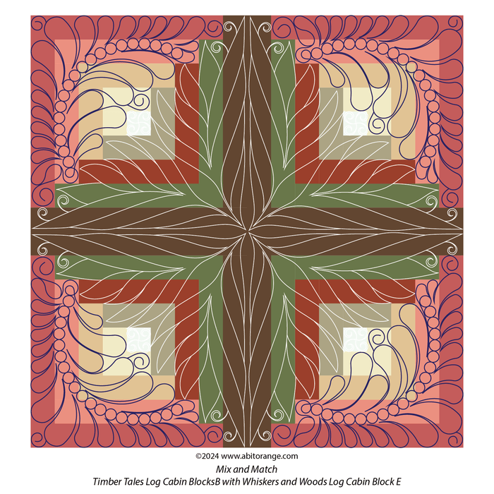 Whiskers & Woods Log Cabin Block E
