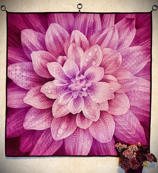 Dream Big Dahlia Panel digital quilting pattern for longarm