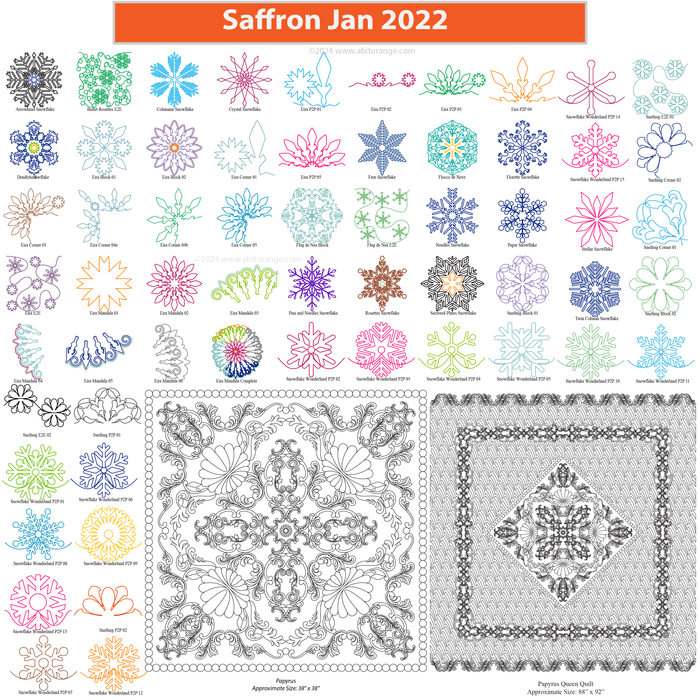 Saffron January 2022 (60 Designs+wholecloth Project in 2 Sizes)