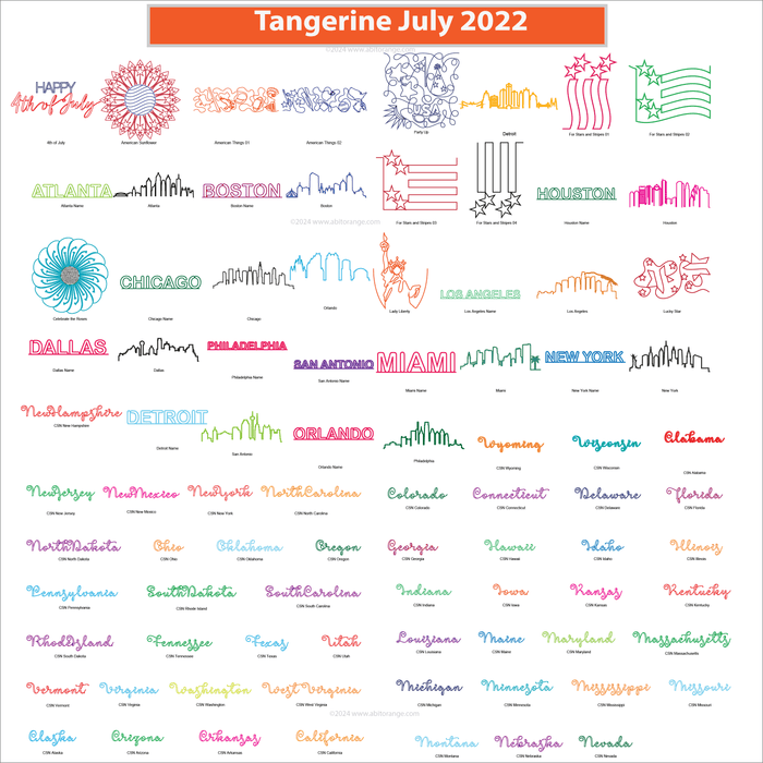 Tangerine July 2022 (74 designs)