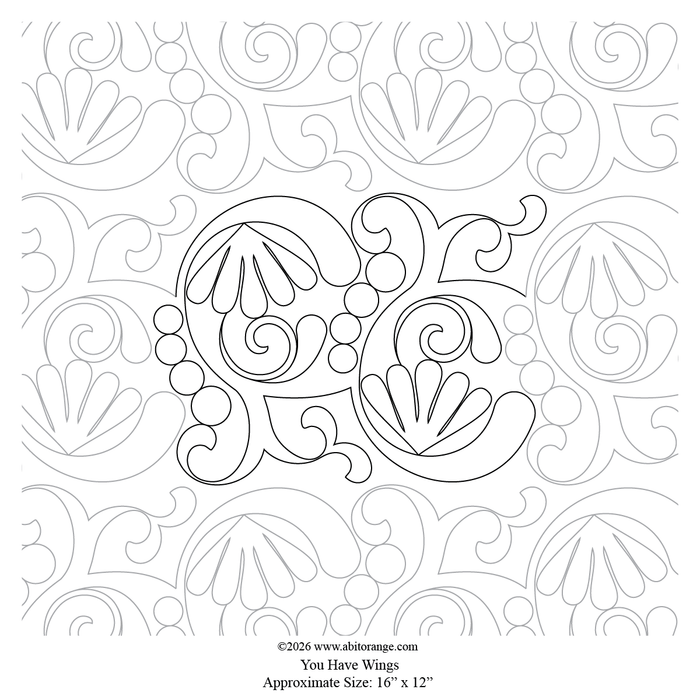 Wings Edge to edge design with swirls pearls clams 