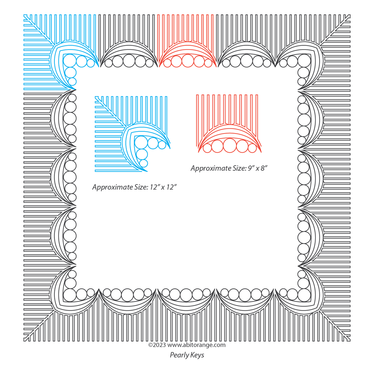 Pearly Keys Combination of pearls and piano keys digital quilting
