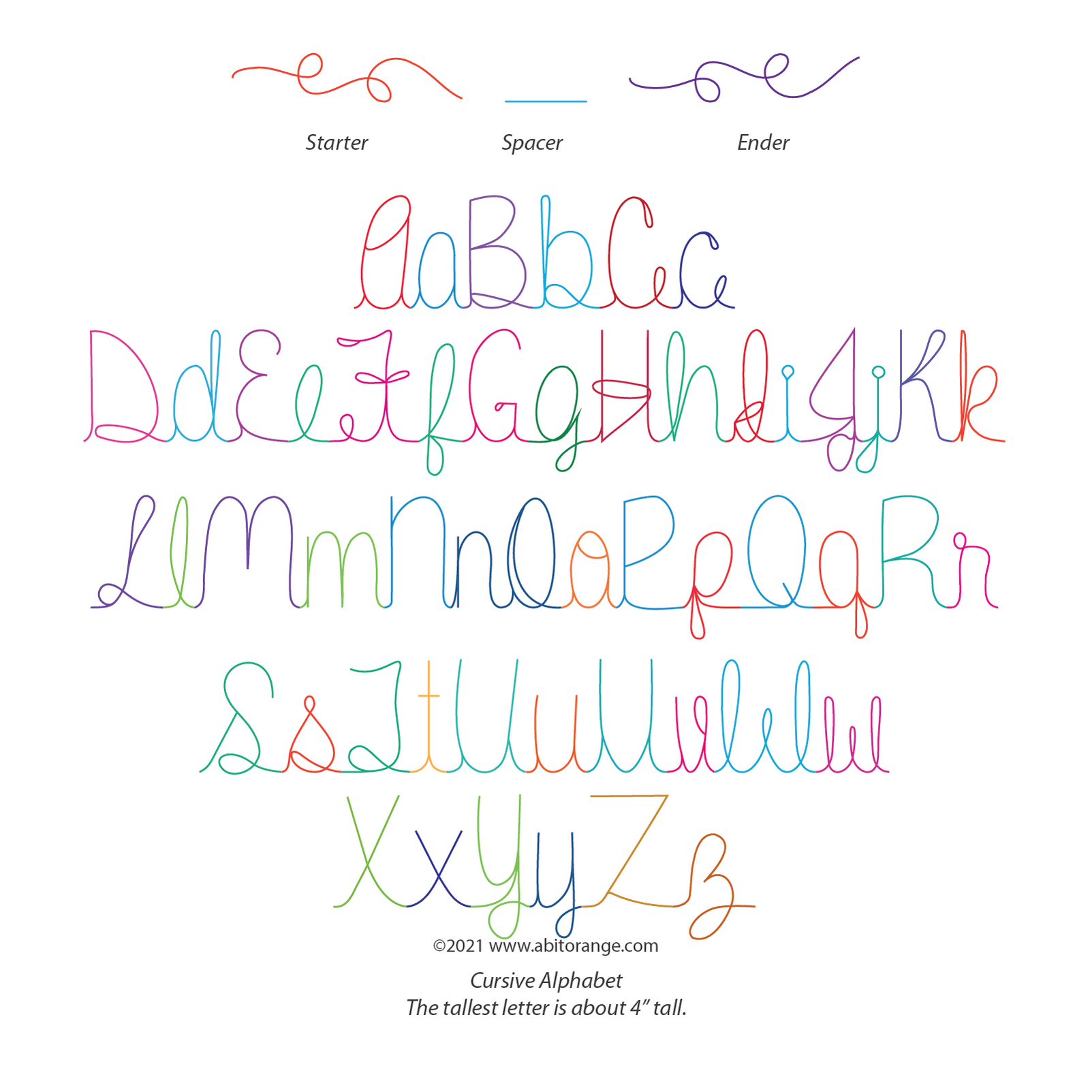 Cursive Alphabets Set — A Bit Orange