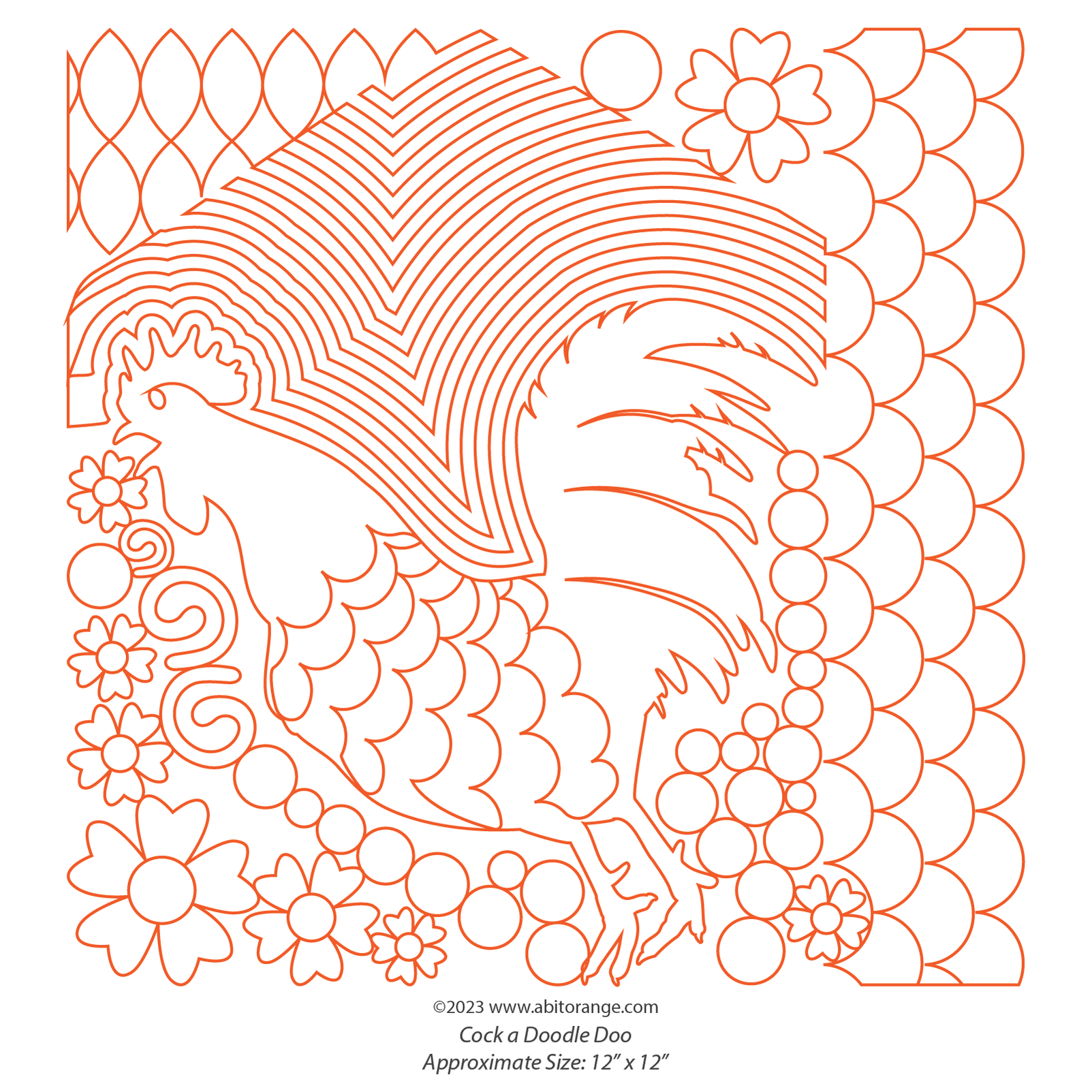 Cock A Doodle Doo Digital Quilting Pattern/design for longarm machines ...