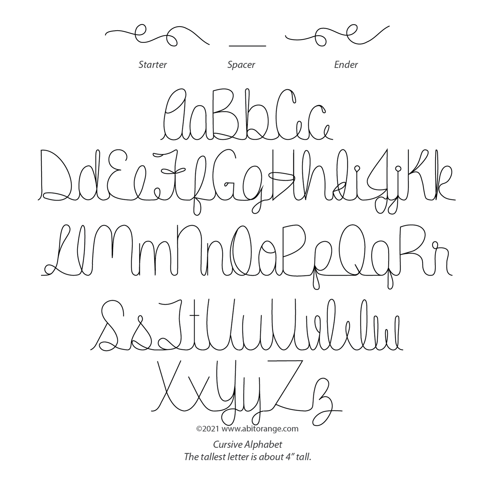 Cursive Alphabets Set — A Bit Orange
