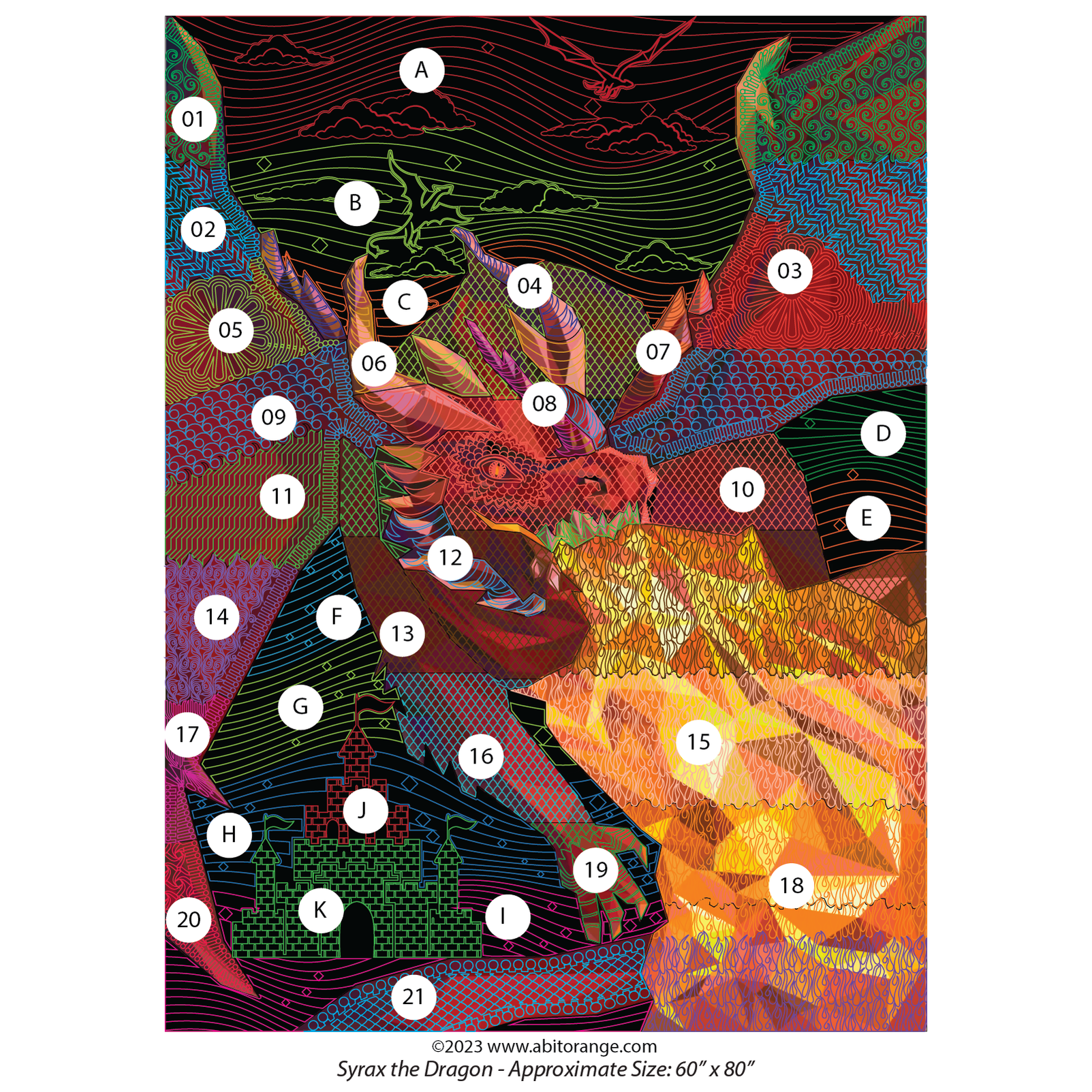 Syrax the Dragon Digital quilting design for Toasty the Dragon by Legit ...