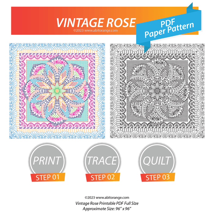 Vintage Rose Printable PDF Pattern