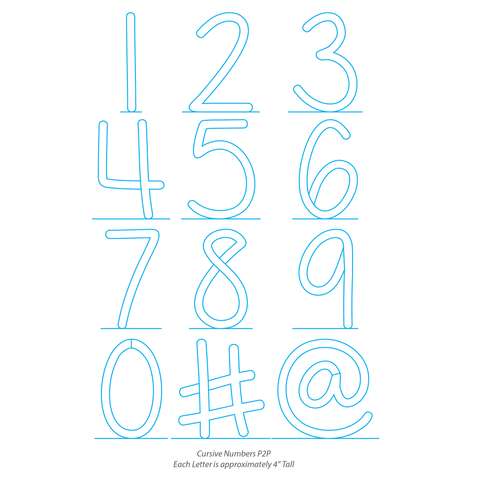 Cursive Numbers SET — A Bit Orange