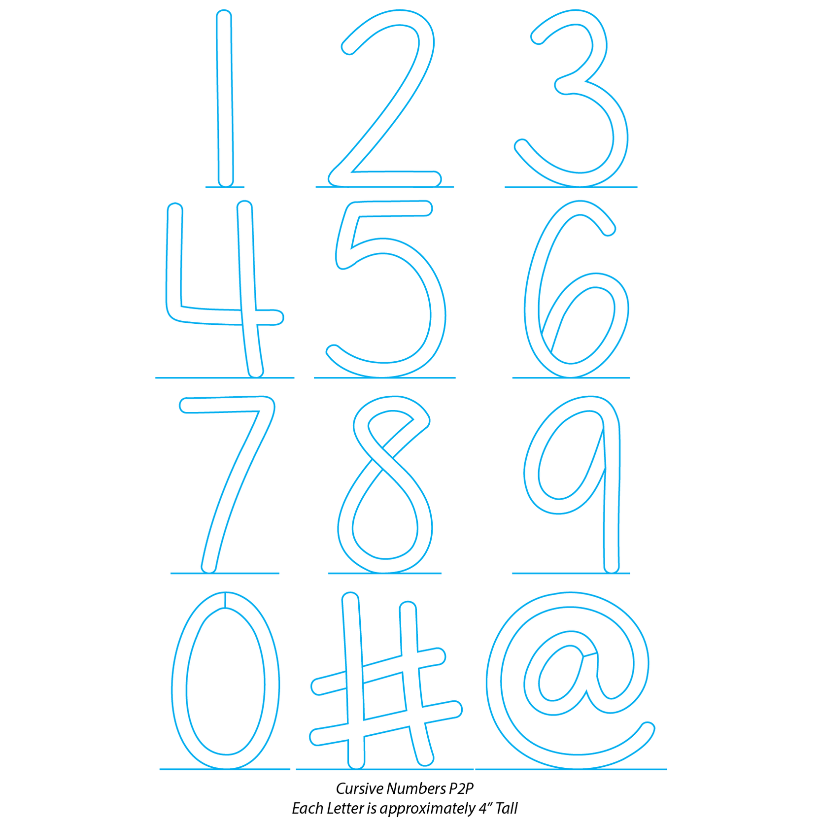 911 Cursive Numbers Cursive Numbers SET — A Bit Orange