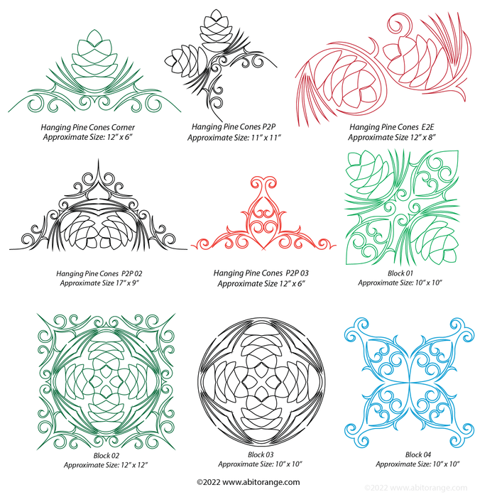 Patterns In Pinecones Hanging Pine Cones Set Digital Quilting Design/Patterns for longarm ...