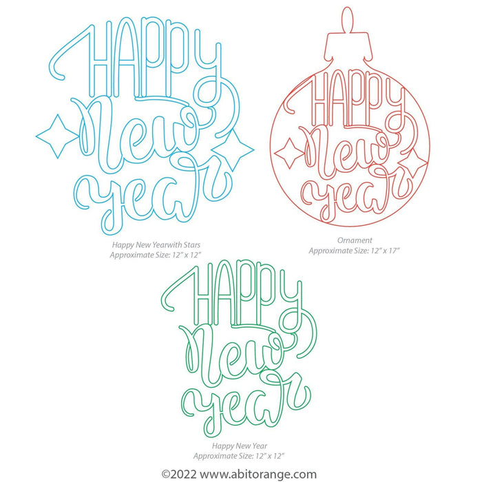 Happy New Year Ornaments (3 Designs)