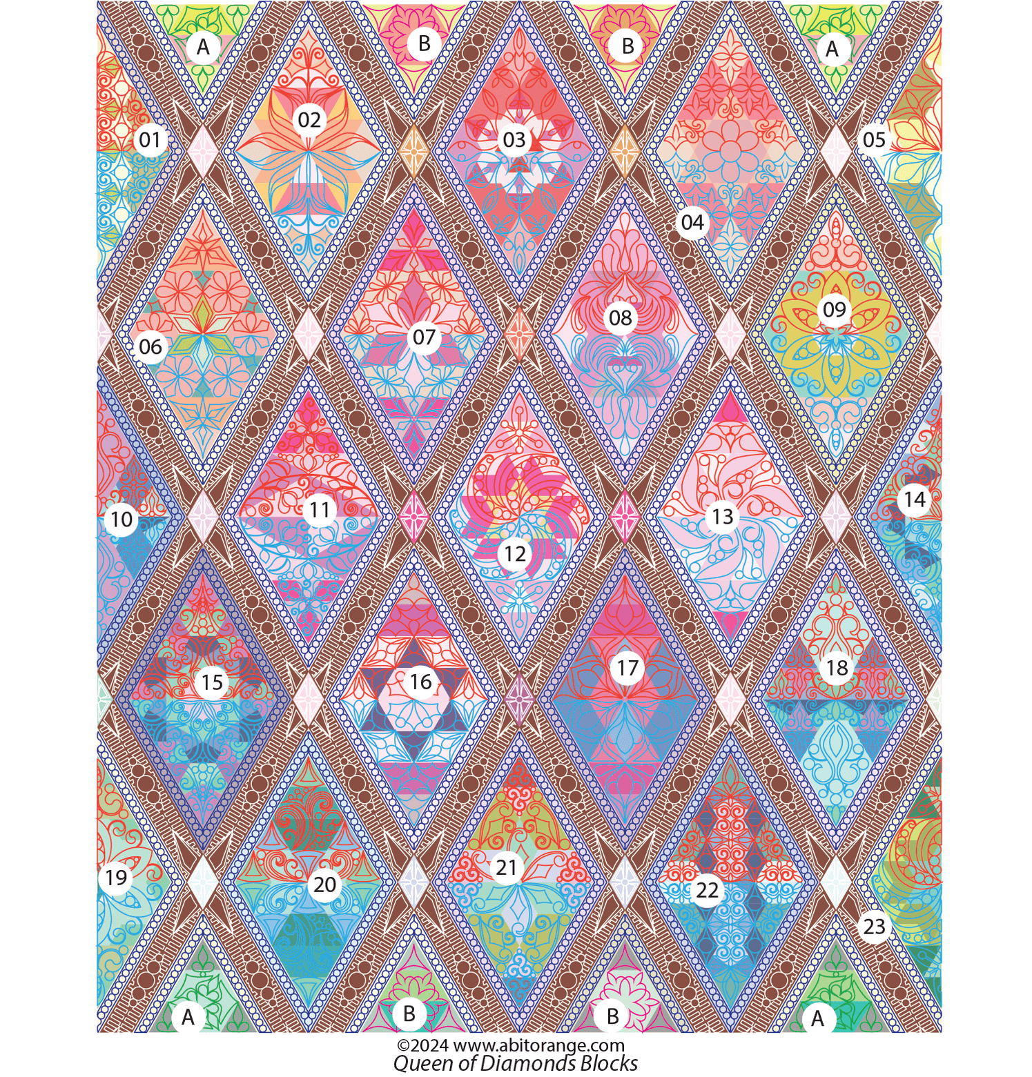 Queen of Diamonds digital quilting designs set for embroidery machines ...