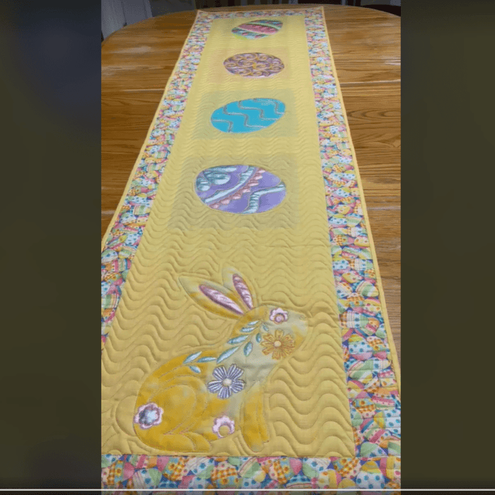 Easter Table Runner with Bunny and eggs digital quiting design set
