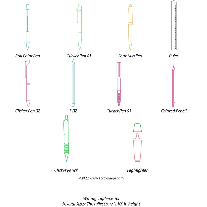 Writing Implements SET (10 Designs) — A Bit Orange
