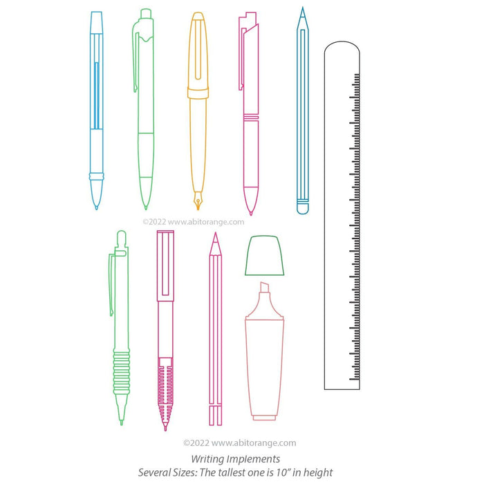 Writing Implements SET (10 Designs) — A Bit Orange